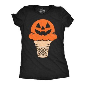 Womens Funny T Shirt Jack O Lantern Ice Cream Cone Tee For Ladies
